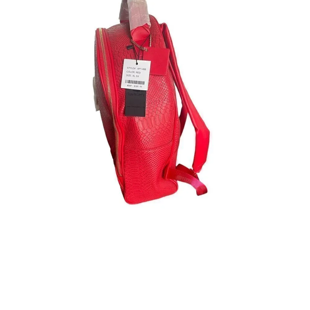 NWT Tote & Carry Red Faux Snake Skin Bag